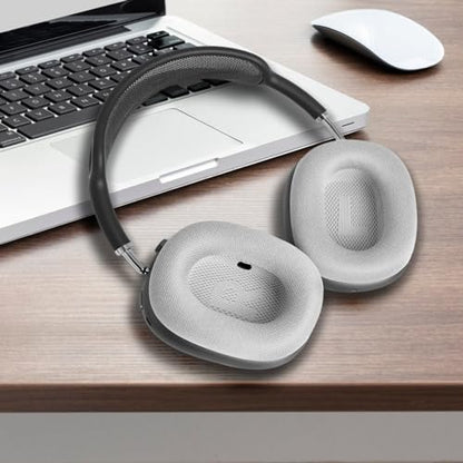 GEVO Upgraded Ear Cushions Replacement Earpads for Apple AirPods Max Headphones, Mesh Fabric Ear Pads Cover with Memory Foam and Magnet for AirPods Max (Silver) - color: Silver