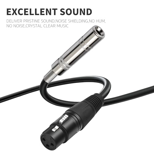 XLR Female to 1/4 inch 6.35MM Female Stereo Audio Cable 3PIN XLR to TRS Cable 1 FT(30cm) 2pcs - style: 3PIN XLR Female to 6.35MM TRS Female Cable 1 FT(30cm)