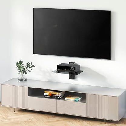 Mount-It! Floating Wall Shelf for AV Receiver & Game Consoles | Adjustable-height bracket stand holds cable box, PS4, Xbox One & Blu-ray player, single shelf.