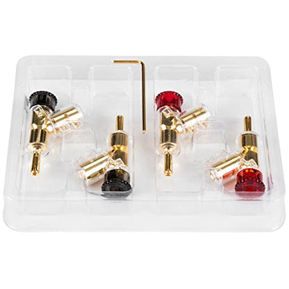 Parts Express Angled Locking Stacking Banana Plug with Dual Set Screws Poly Shell and Insulated Thumbscrew 2 Pair