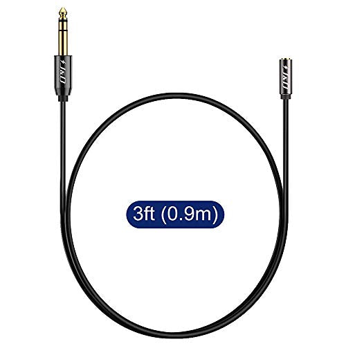 J&D 6.35mm (1/4 inch) to 3.5mm (1/8 inch) Headphone Jack Adapter 3 Feet, Gold Plated 3.5mm Female TRS to 6.35mm Male TRS Stereo Audio Cable for Guitar Amp, Amplifiers, Headphones Extension Cable - size: 3 Feet