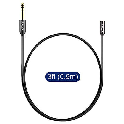J&D 6.35mm (1/4 inch) to 3.5mm (1/8 inch) Headphone Jack Adapter 3 Feet, Gold Plated 3.5mm Female TRS to 6.35mm Male TRS Stereo Audio Cable for Guitar Amp, Amplifiers, Headphones Extension Cable - size: 3 Feet