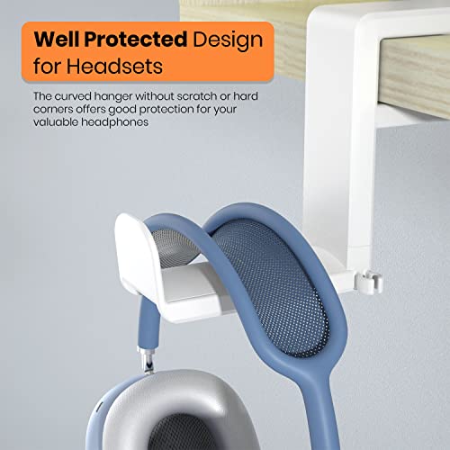 3in1 Rotating Headphone Holder - EURPMASK 3in1 PC Gaming Headset Holder w/Detachable Controller Holder, Adjustable Clamp-on Headset Stand,Headphone Hanger Hook Under Desk w/Cable Clip Organizer - color: Gaming Combo White