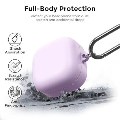 AhaStyle Silicone Case for Samsung Galaxy Buds4 and Galaxy Buds4 Pro (2026) | Skin-Friendly Soft Touch, Full Protection, Shockproof, Wireless Charging, Galaxy Buds4 Series Accessories, for Men Women - color: Galaxy Buds4/Buds4 Pro, Lavender