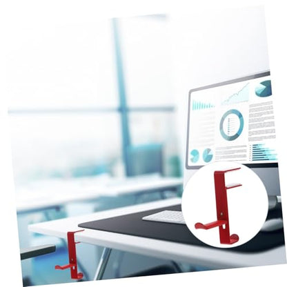 POPETPOP Headphone Hanger Bracket Hanger Holder Earphones Hook Headphones Headphone Stand Clamp Headphone Mount Stand Headset Hanger Mount Headphone Supporting Bar Headset Stand Alloy Red - color: Red