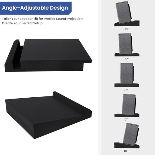 Speaker Isolation Pads, Foam Studio Monitor Isolation Pads for 8-10 Inch Monitors, Acoustic Noise Reduction Riser Platform for Studio Monitor, Subwoofer, Loudspeaker, 16.5"x15"x2.5", Black