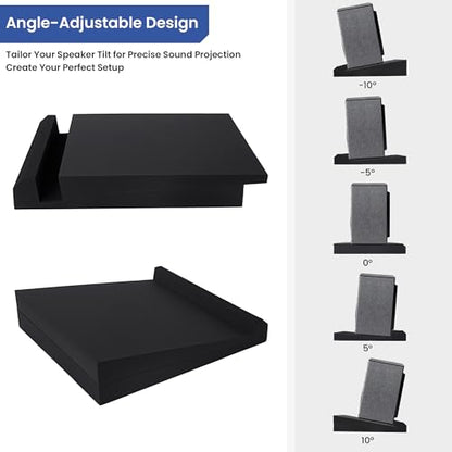 Speaker Isolation Pads, Foam Studio Monitor Isolation Pads for 8-10 Inch Monitors, Acoustic Noise Reduction Riser Platform for Studio Monitor, Subwoofer, Loudspeaker, 16.5"x15"x2.5", Black