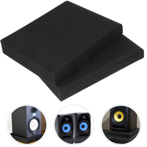 Sosoport 2Pcs Speaker Isolation Pads High Density Cushions for Improved Sound Clarity Durable Vibration Absorption Mat for Studio Monitors and Loudspeakers for
