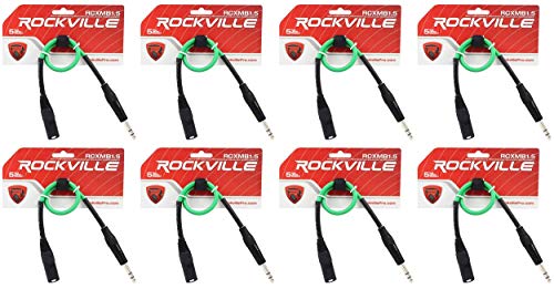 Rockville RCXMB1.5G Green 1.5' Male REAN XLR to 1/4" TRS Cable, 8-Pack