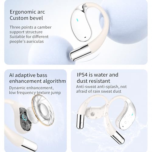 Wireless Headset Wireless Headphones Handsfree Call Wireless Earpiece Noise Cancellation Earbud Earphones Mic Compatible with Cell Phones Car Driver Trucker Business Office (Warm White with box) - color: Warm White with box