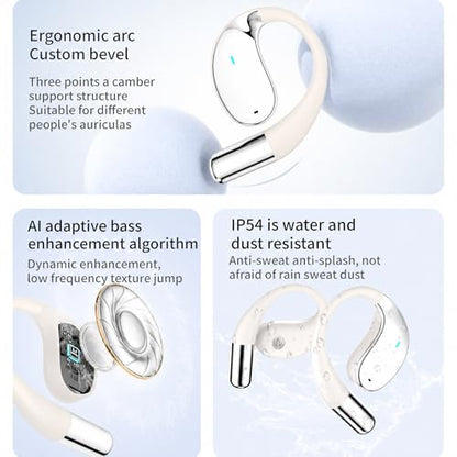 Wireless Headset Wireless Headphones Handsfree Call Wireless Earpiece Noise Cancellation Earbud Earphones Mic Compatible with Cell Phones Car Driver Trucker Business Office (Warm White with box) - color: Warm White with box