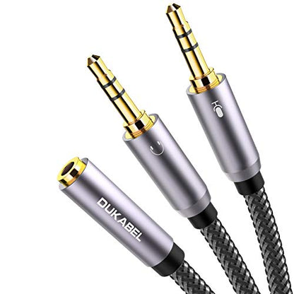 Headphone Mic Splitter for PC, 3.5mm TRRS Female to Dual Male Adapter-30CM - size: 12 inches