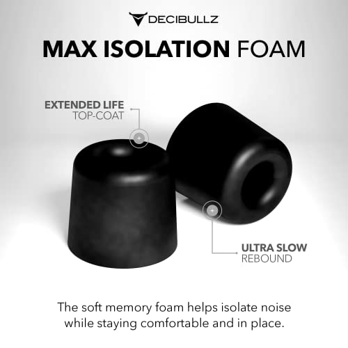 Decibullz Custom Molded Memory Foam Earbud Tips – 5 Pairs Medium | Comfortable Ear Bud Replacement Tips for Earphones & Earplugs (Pack of 1) - size: Medium (Pack of 1)