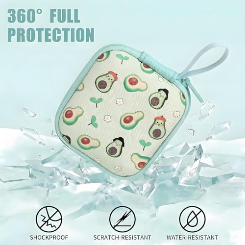 1 Pack Cute Earbud Case with Carabiner, Mini Hard Shell Carrying Pouch for Wired & Wireless Earphones, Small EVA Travel Organizer Box for Charging Cables, USB Flash Drives & Coins, Avocado - color: A1-Avocado