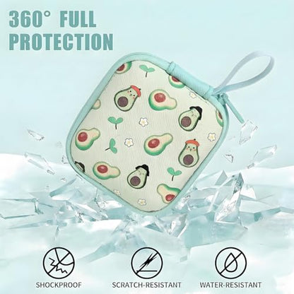 1 Pack Cute Earbud Case with Carabiner, Mini Hard Shell Carrying Pouch for Wired & Wireless Earphones, Small EVA Travel Organizer Box for Charging Cables, USB Flash Drives & Coins, Avocado - color: A1-Avocado