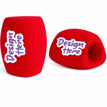 Custom Fuzzy Microphone Windscreen, Plush Foam Mic Cover with Logo or Text, Triple-Side Printable, Wind Noise Reduction, Fits Most Handheld Microphones (Red) - color: Red
