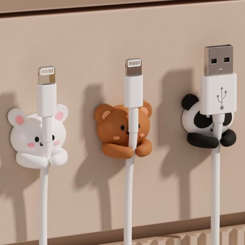 3pcs Cute Desktop Multi-Functional Cord Winder, Practical Hook and Clip for Mouse Wire/Headphone Line Data Cabler Fixer No-Nail Organizer of Table & Drawer Storage, Cord Management