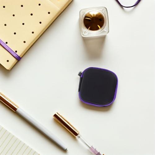 Sewroro Mini EVA Headphone Case, Portable Travel Earphone Pouch, Earbud Storage Box, USB Cable Holder, 2.95 x 2.95 x 0.98 Inches (Purple) - color: Purple