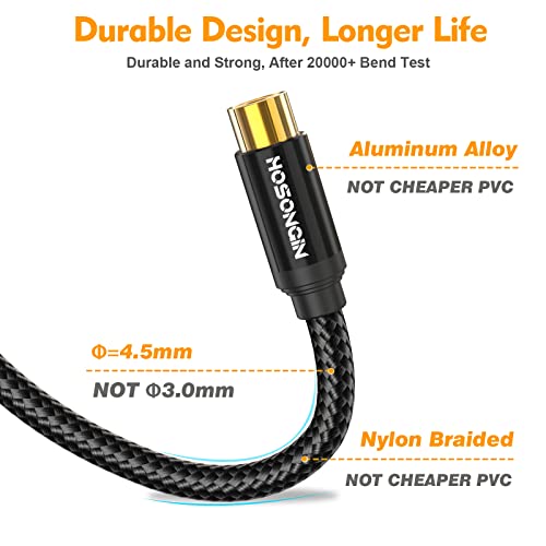 HOSONGIN 1ft RCA Splitter 1 Female to 2 Male Y Adapter 2 Pack, Short RCA Audio Speaker Splitter Cable, Double Shielding Black Nylon Braided Cable - Gold-Plated Plug - Length 12 Inch - size: 1FT-2Pack, style: 1 Female to 2 Male