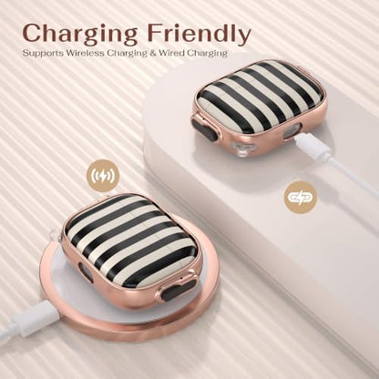 for AirPods Pro 2/1 Case Cover with Lock, Magsafe Compatible,Black Stripes - color: Black White Stripes, size: AirPods Pro 2/1 Case (2019/2022/2023)