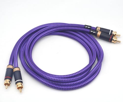 2 RCA to 2 RCA Audio Cable Heavy Duty 24K Gold-Plated Pure Copper Shell Oxygen-Free Copper for Home Theater HDTV Amplifiers Hi-Fi Systems Speakers - Purple Top Series (9.8FT/3m) - size: 9.8 ft