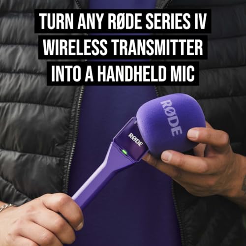 RØDE Interview GO Handheld Adaptor for RØDE Wireless Microphones (Purple) | Handheld adapter with foam windshield for interviews, field presentations and content creation - color: Purple