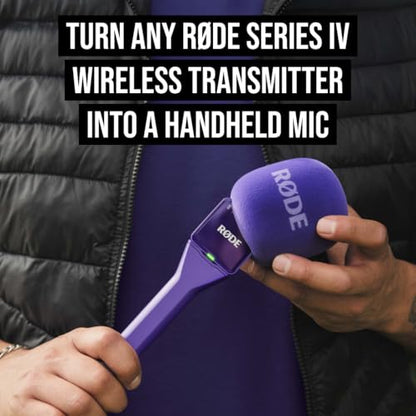 RØDE Interview GO Handheld Adaptor for RØDE Wireless Microphones (Purple) | Handheld adapter with foam windshield for interviews, field presentations and content creation - color: Purple