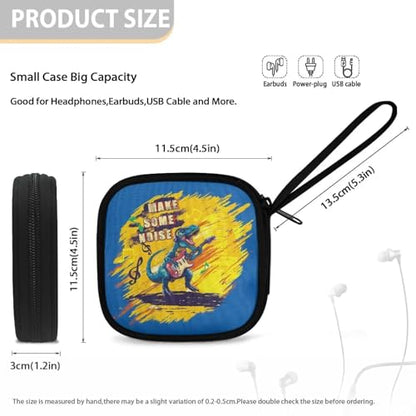 [1-Pack] Headphone Travel Carrying Case Pouch for Earbuds Headsets in-Ear Headphones Hearing Aids USB Cable and More with A Smooth Zipper Hand Belt(Dinosaur) - color: Dinosaur