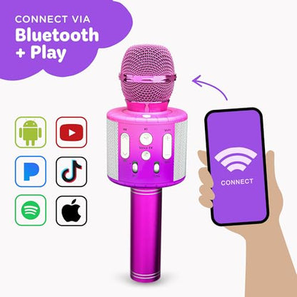 Move2Play, Kids Karaoke Microphone | Includes Pre-Loaded Songs & Bluetooth | Kids Birthday Party Gift | Toy for All Ages 2, 3, 4, 5, 6+ Year Old Girls, Boys & Toddlers - color: Pink/Purple
