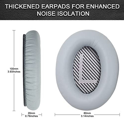 Replacement Ear Pads for Bose QuietComfort 35 35 II 15 25(qc 35 25 15/QC35 ii), Headphone Ear Covers, High Density Memory Cotton, Soft Leather, Adaptive Noise Isolation Headphones Pads Cushions - color: grey, style: QC35