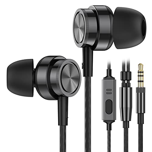 Yatloml Wired Earbuds with Microphone, in Ear Headphones Wired with Heavy Bass Noise Isolation Magnetic Earphones Cord Plug in Laptop Tablet MP3 Phones and All 3.5mm Jack Devices - color: Black