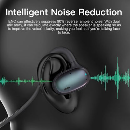 Ulian Open Ear Sports Headphones, Air Conduction Bluetooth 5.3 Wireless Headset with Deep Bass, Noise Canceling and Comfort Wearing, IPX6 Waterproof Sports Earbuds for Gym, Workout, Running, Cycling