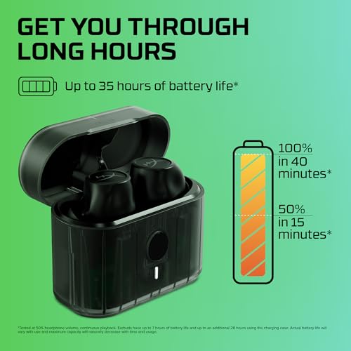 HyperX Cirro Buds Pro – True Wireless Earbuds, Active Noise Cancellation, ANC, Ambient Sound Mode, Low Latency, Bluetooth 5.2, IPX4, Fast Charge, PC, Nintendo Switch, Mobile - Black - color: Black
