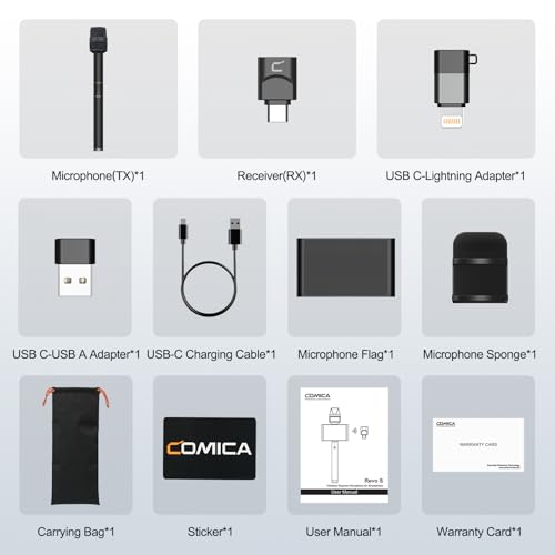 COMICA Revo S Wireless Handheld Microphone for iPhone, USB C Interview Microphone, 48kHz/24bit Audio Recording, 15H Battery, Smartphone Mic for Content Creator, Reporter, Podcast, Street Interview