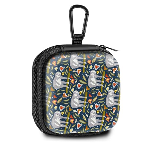 Square Data Cable Earbud Charger Coin Storage Bag Shockproof and Drop-Proof EVA Material Compatible with AirPod(Love Sloths) - color: Love Sloths
