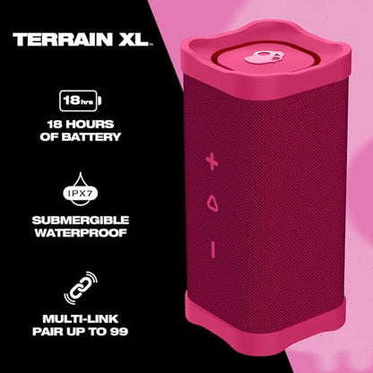 Lifeworks Skullcandy Terrain XL Wireless Bluetooth Speaker - IPX7 Waterproof Portable Speaker, 18 Hour Battery, Nylon Wrist Wrap, True Wireless Stereo (Pink) - color: Pink, style: Terrain XL