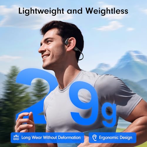 Bone Conduction Headphones, Open Ear Wireless Headphones with Mic | Bluetooth 5.4, 10H Playtime, IPX5 Waterproof, Lightweight Sports Headphones for Running, Workouts and Outdoor Use
