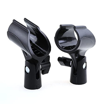 2PC Stands Black Mic Clip for Microphone Mic Clip Holder for Mic Stand with 5/8" Male to 3/8" Female Adapter, 2-pack