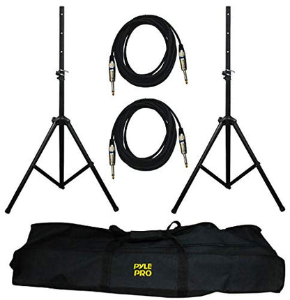 Pyle Universal Stand Kit-Height Adjustable 3.6’ -5.6’ Tall Sound Equipment Tripod Mount for Speakers w/ 35mm Insert-Home, Stage, Studio Use-(2), 21’ ft 1/4" Audio Cable (PMDK102)