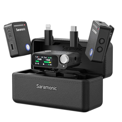Saramonic Ultra Wireless Lavalier Microphone, 32-Bit Float Recording, Timecode Sync, Noise Cancellation, IPX5 Water Resistance, 984’ Range, 130dB SPL, for Cameras, Smartphones, Computers (ULTRA01)