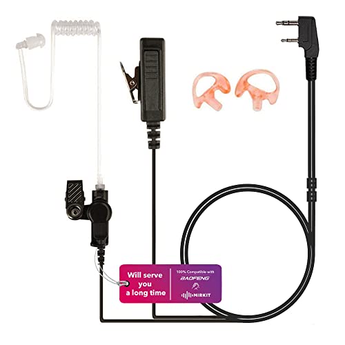 Walkie Talkie Earpiece with Mic K2-Pin Compatible with Baofeng BF-F8HP, UV-82L, UV 5R, BF-F8HP, UV-5R MK 3/4/5, UV-82 MK 3/4/5 - Radio Earpiece with Mic Acoustic Tube Earpiece Push to Talk Microphone - style: Earset