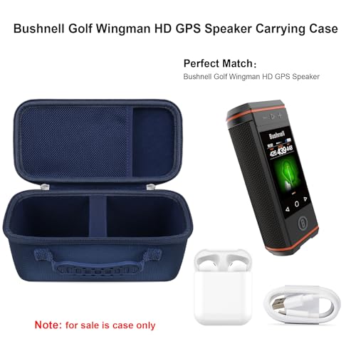 Elonbo Carrying Case for Bushnell Golf Wingman HD GPS Speaker, Navy | Golf GPS Speaker and Handheld GPS Rangefinder Hard Travel Bag, with Mesh Pocket Handle Double Zipper, for Protective Storage - color: Navy