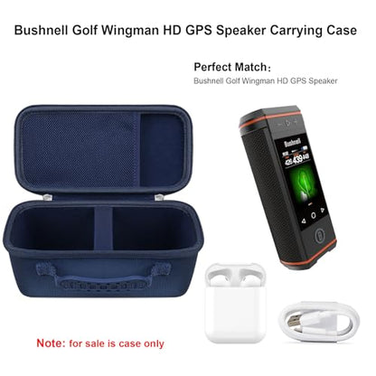 Elonbo Carrying Case for Bushnell Golf Wingman HD GPS Speaker, Navy | Golf GPS Speaker and Handheld GPS Rangefinder Hard Travel Bag, with Mesh Pocket Handle Double Zipper, for Protective Storage - color: Navy