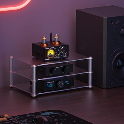 DoukAudio Aluminum Audio Rack Stand: Multi Layer Desktop HiFi Shelf for Amplifier Preamp DAC Ventilated Modular Storage Rack CNC Build Home Studio Setup