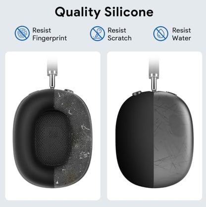 Yinke Smart Case for AirPods Max Headphones Supports Sleep Mode, with AirPods Max Silicone Earpad Cover/Ear Cups Cover and Headband Anti-Scratch Accessories, Hard Organizer Portable Carry Travel | with AirPods Max Silicone Earpad Cover/Ear Cups Cover and
