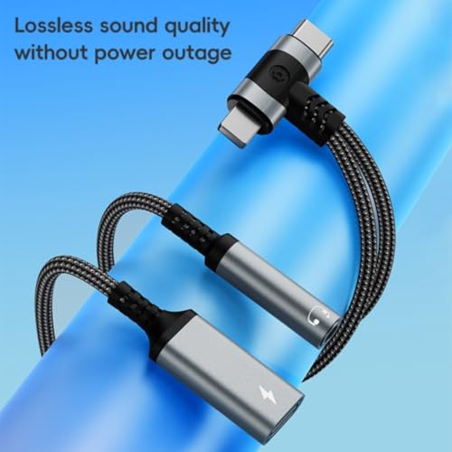 2 in 2 Light-ning and USB C to 3.5mm Headphone and Fast Charger Adapter, Type-C to 3.5mm Jack Aux Adapter Converter Dongle Audio Cable for i-pad i-Phone 16 15 14-11,X, Sam-sung, Pixel, Support Calling