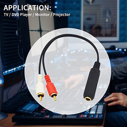 Poyiccot RCA to 1/4 Adapter Cable, 6.35mm 1/4 inch TRS Stereo Jack Female to 2 RCA Male Plug Y Splitter Adapter Cable for Subwoofer, Amplifier, Audio/Video Receiver. 25cm/10inch
