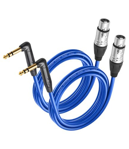 6Feet 2 Pack Balanced XLR Female to Right Angle 1/4 TRS Mixer Cable,6.35mm Stereo Male to 3pin XLR Female Audio Cable,20AGW 6N OFC+Silver Plated HI-END Microphone Audio Cable - size: 6Feet（2Pack）, style: 90° TRS To XLR F