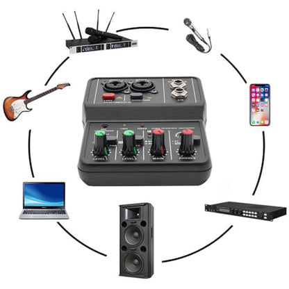 2 Channel Audio Mixer Bluetooth USB Sound Board Professional Mixer Audio Console Desk Dj Equipment Digital Mixer Sound Recording Studio Equipment for Professional Beginners