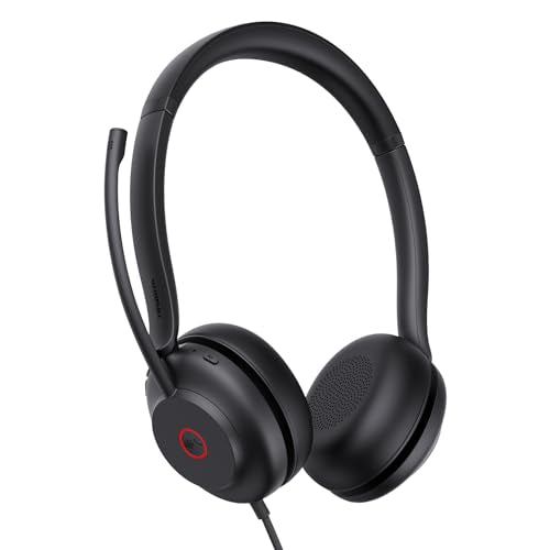 Yealink UH35 Wired Headset,USB-A,AI Noise Canceling Mic,Call Control,On-Ear | Teams/Zoom Certified, Dual-Ear Headphones, Plug & Play for PC/Laptop/IP Phone,Easy Mute, Busylight,Home Office Online Meeting - color: USB-A (Teams), size: Dual-Ear